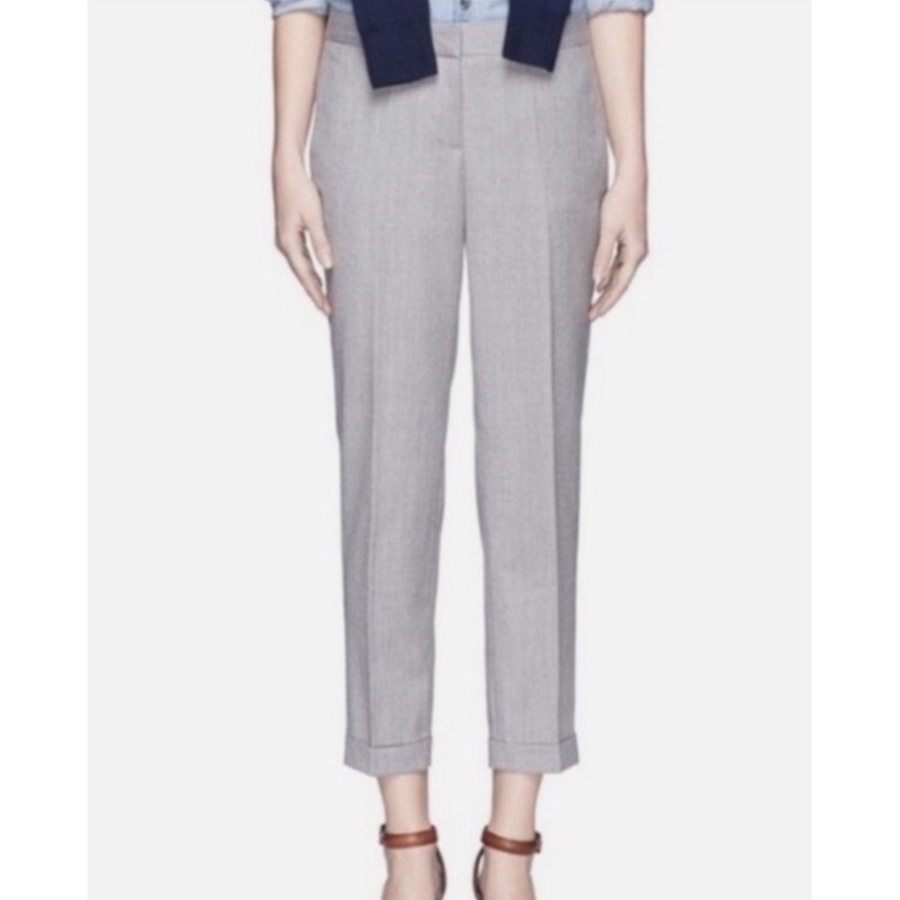 J.Crew Cafe Capri Pants Tollegno 1900 Italian Wool Grey Cuffed Ankle Trousers 12